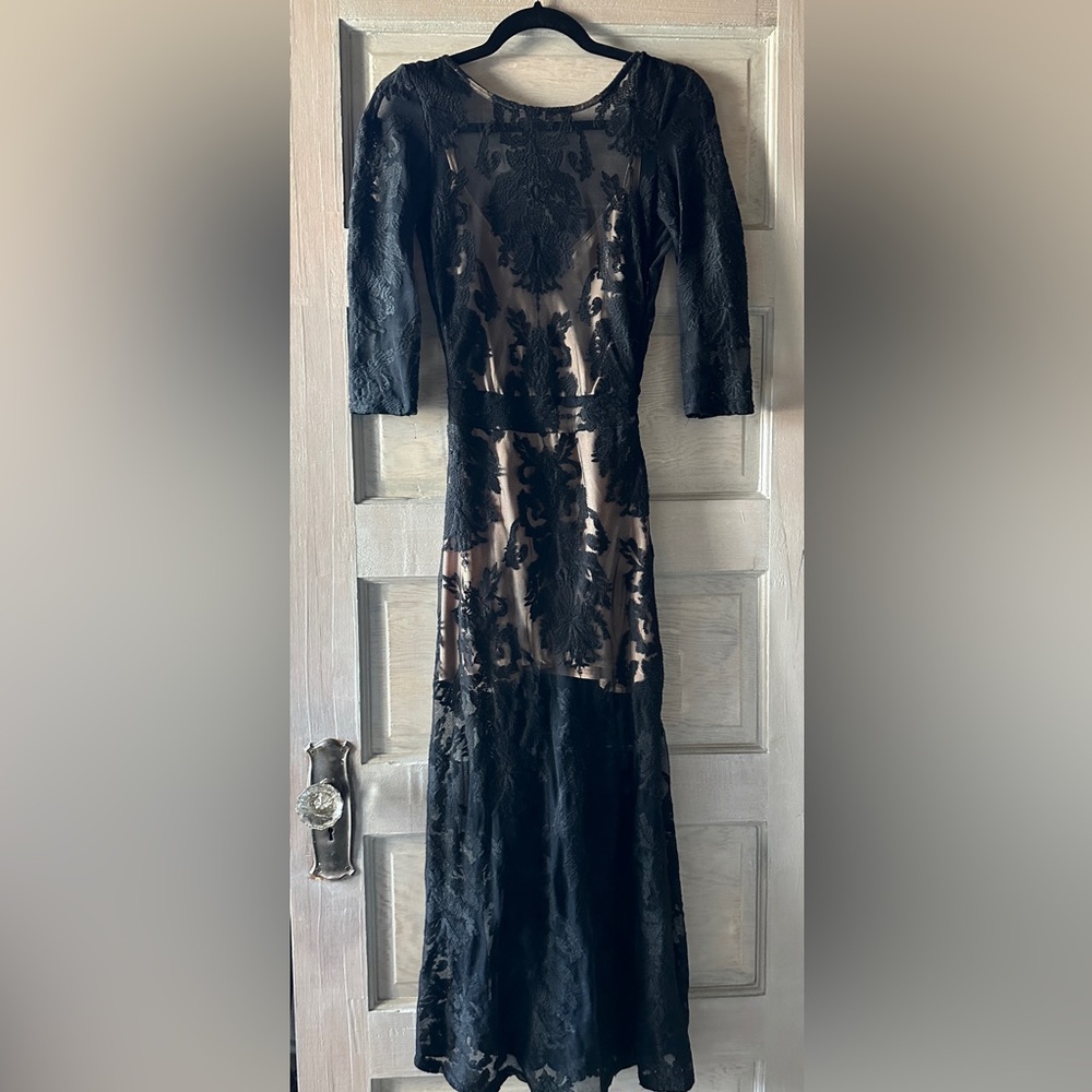 Vintage For Love and Lemons Black Lace Nude Dress XS